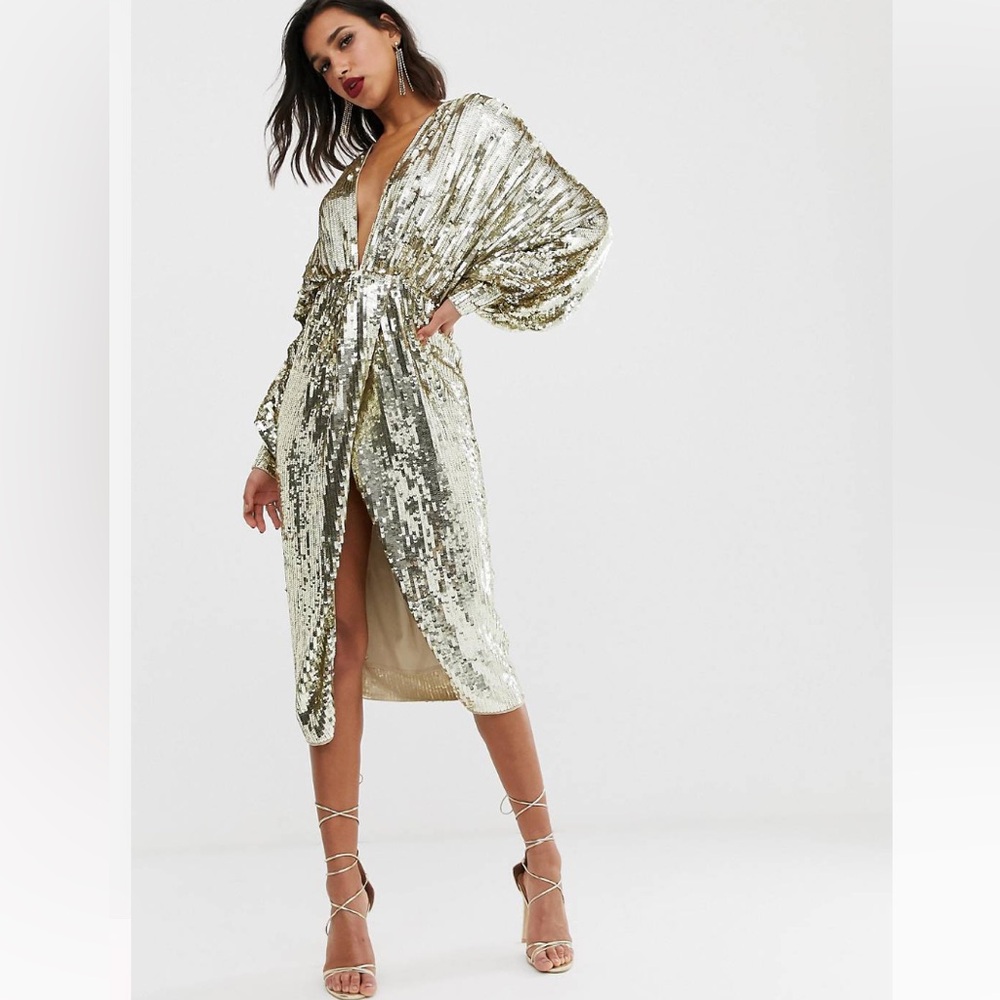 ASOS EDITION Curve Batwing Sequin Midi Dress